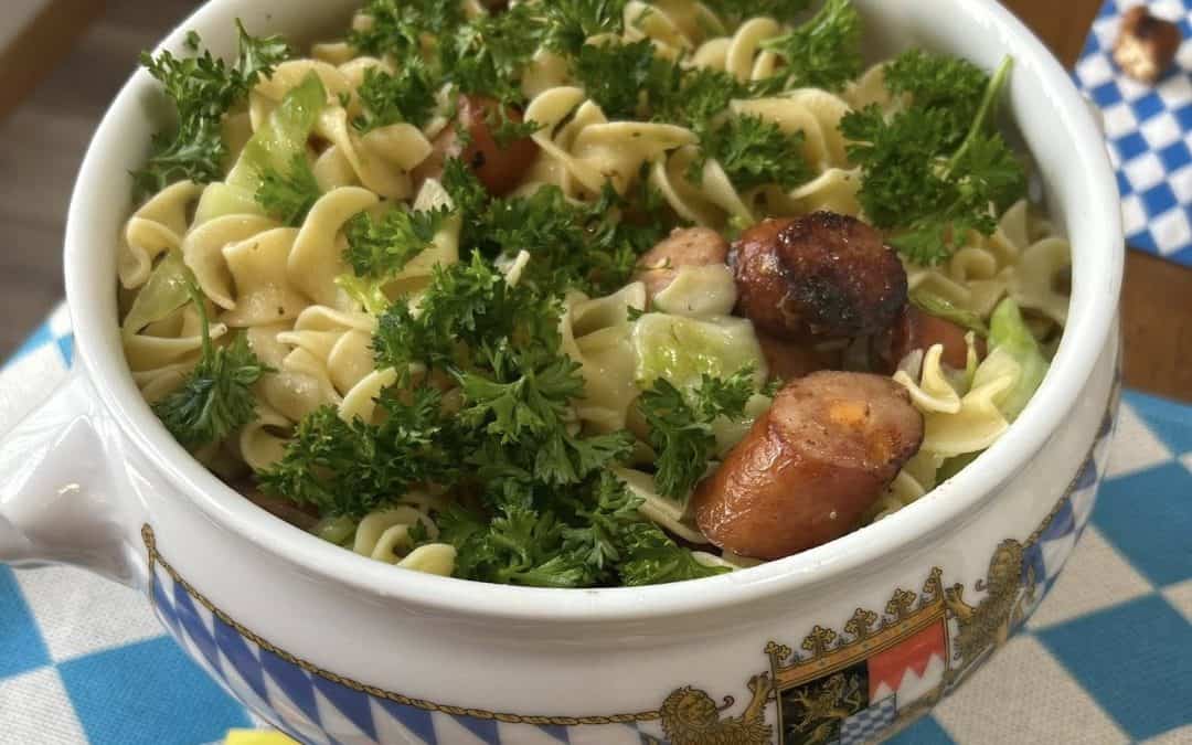 Oktoberfest Sausage and Green Cabbage Casserole